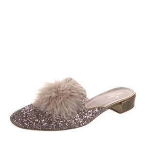 Kate Spade Glitter Mules with Pom Pom